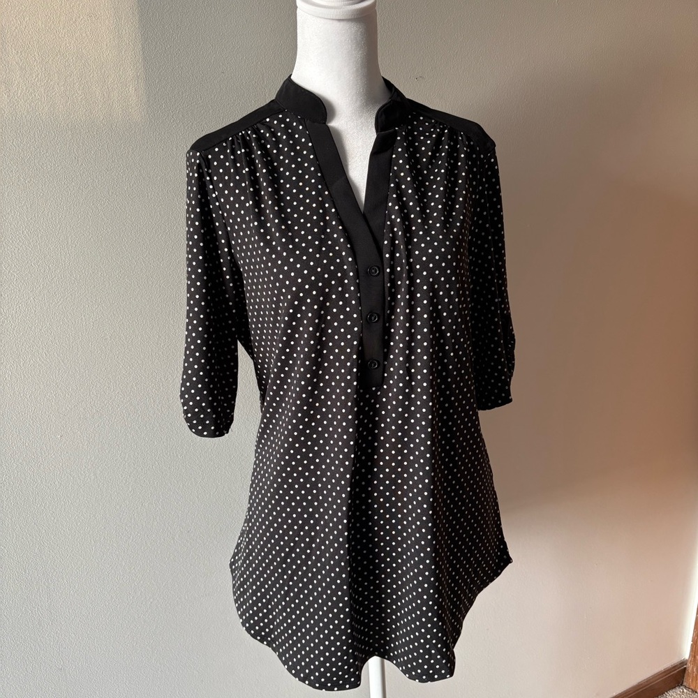 Per Ception Concepts Black Polka Dot Women's Top Size Large